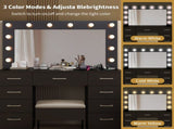9-Drawer Table Set with 12 Tri-Color LED Lights and Power Strip Glass-Topped Particleboard 13045522