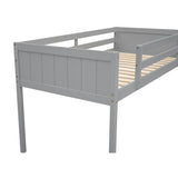 ZNTS Twin Size Wood Low Loft Bed with Ladder, ladder can be placed on the left or right, Gray WF313084AAE