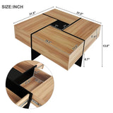 Unique Design Coffee Table with 4 Hidden Storage Compartments, Square Cocktail Table with Extendable 93568646