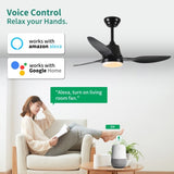 ZNTS 42" Smart Ceiling Fan with Lights Remote,Silent DC Motor,Voice Control via Alexa Google WIFI W2352P224329