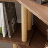 4 Tier Retractable & Rotatable Bookcases, Wooden Corner Book Shelf, Storage Rack for W1801P195686