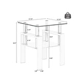 1-Piece Modern Tempered Glass Tea Table Coffee Table End Table, Square Table for Living Room, W241104206