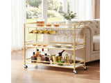 3-Tier Bar Cart with Wheels, Modern Rolling Utility Cart for Home and Kitchen, Mobile Beverage 00599726