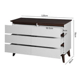 Wide size Drawer Storage Cabinet, 6-drawer Chest of Drawers for Bedroom Living Room, White & Walnut W409134197