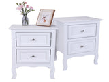 2pcs Country Style Two-Tier Night Tables Large Size White 34800355