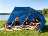 2-in-1 Portable Beach Umbrella with Side Panels UPF 50 Silver Coated Oxford Cloth, Wind Resistant 14909621