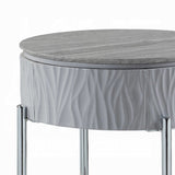 Grey High Gloss and Chrome End Table with Drawer B062P209132