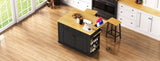 K&K 48 inch Large Kitchen Island with Drop Leaf,Power Outlet,Internal Rack,Rolling Kitchen N707P257057B