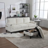 UNITED WE WIN Sofa for three, solid wood frame, Chenille fabric, side pocket, with two cup holders, W1568142735
