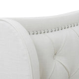 Marcella Upholstered Shelter Headboard Bed Set, King, Antique White Polyester B2719P238224