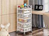 5-Tier Rotating Kitchen Storage Cart, Metal Fruit Basket with Wheels, 39349582