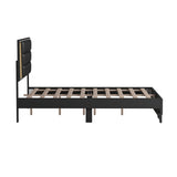 Queen Size PU Upholstered Bed, Headboard with LED Light Strips and Sparkling Shiny Decoration, No WF531199AAB