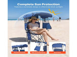 Folding Camping Chair with Canopy Shade, Portable Beach Chair with Storage Pocket, Dual Cup Holders, 10617131