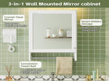 3-in-1 Bathroom Mirror Cabinet, 20-inch Wall Mounted Medicine Cabinet with Adjustable Shelf & Soft N710P388096K