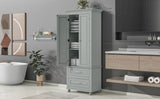 Tall Storage Cabinet with Two Drawers for Bathroom/Office, Grey WF299284AAE
