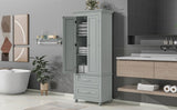 ZNTS Tall Storage Cabinet with Two Drawers for Bathroom/Office, Grey WF299284AAE