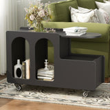 ON-TREND Mobile End Table with lockable wheels, Cream Style Side Table with Storage Drawer, 11.8inch N721P191983B