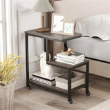 3-layer gray edge table with wheels 19688643