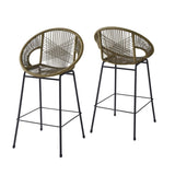 Ferrara Outdoor Patio Green Faux Wicker Barstool, Set of 2 N775P266222G