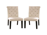 Set of 2 Fabric Upholstered Dining Chairs in Antique Black and Ivory B016P222719