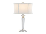 Diamond Torch 25.75" Contemporary Crystal Table Lamp in Clear K9 Crystal with Off-White Linen Shade B202P224008