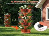 7Tier Vertical Stackable Planter with Rolling Casters, SpaceSaving Stacking Tower with Drainage 15915285