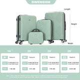 4-piece ABS lightweight suitcase, 14 inch makeup box, aircraft wheels OLIVE GREEN W284P149259