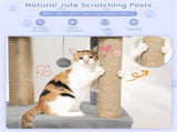 64" Light Gray Cat Tower with Plush Perches & 3 Dangling Balls, Jute Scratching Posts & Anti-Tipping 52858921