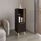 Vance 47" High One Door Cabinet with Two Open Shelves Dark Wengue - Light Oak B200P253745