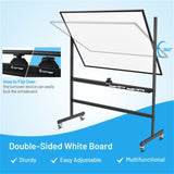 48''x36'' Mobile Whiteboard with Height AdjustMagnetic Double-Sided Reversible Whiteboard 01254757