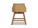 Bahama 26" Cane Rattan High-Back Swivel Counter Stool with Recessed Arms, Two-Tone Neutral Gray B2719P395569