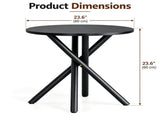 Modern Round Side Table with Crossed Metal Legs, 23.6" Small Accent End Table with Adjustable Feet, 07743307