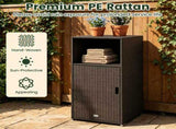 Black Wicker Garden Storage Cabinet, Dual Open & Closed Design Outdoor Tool Cushion Storage Cabinet 83353759