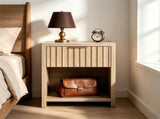 () 1 Drawer 1 Shelf Honeycomb Board MDF Bedside Table 20*15*24.5in Light Gray 25841900