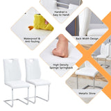White PU Dining Chair Set.Uniquely designed white dining chairs. PU material, paired with silver W2920P225023