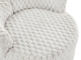 Malna Plush 3D Upholstered Barrel Accent Chair with Wheels, Off-white T2574P221267