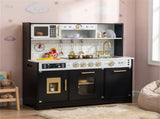Kids Wooden Play Kitchen with Realistic Lights & Sounds, Pretend Ice Maker & Storage for Toddlers 90656532