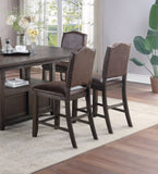 ZNTS Classic Design Rustic Espresso Finish Faux Leather Set of 2pc High Chairs Dining Room Furniture B011P160104