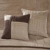7 Piece Faux Suede Comforter Set Beige King B03596755