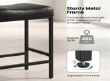 Set of 2 Black Backless Bar Stools, Ergonomic Saddle Seat with 3.5" Thick Cushion & Built-in 50501395