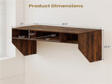 Rustic Brown Wall-Mounted Floating Computer Desk with 3-Cube Storage, Sturdy Wooden Workstation for 55825047