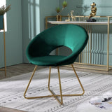 Slatina Green Silky Velvet Upholstered Accent Chair with Gold Tone Finished Base T2574P164520