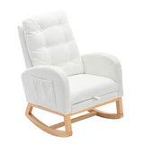 ZNTS Accent Rocking Chair with Footrest High Back Rubber Wood Rocking Legs Bedroom Living Space 26.77D X W2231P143508