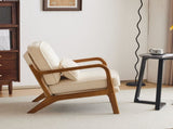 Low Arm Accent Chair - Off-White Corduroy Upholstered Indoor Lounge Chair, Compact Single Seater 07121818