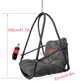Swing Egg Chair with Stand Indoor Outdoor Wicker Rattan Patio Basket Hanging Chair with C Type W2707P296438