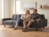 MidCentury Modern 3Seat Sofa Couch, Tufted Back Polyester Upholstered Sofa with Solid Wood Legs B2735P610775