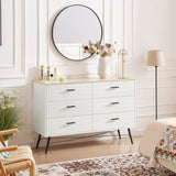 ZNTS 6 Drawer Dresser for Bedroom with Deep Drawers, Wood & Chest of Drawers, Modern White Long W1820P152744