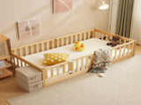 Natural wood color, painted finish, pine wood, playpen bed, with door, and bed board, twin 29052325