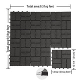Patio Interlocking Deck Tiles, 12"x12" Square Composite Decking Tiles, Four Slat Plastic Outdoor W1859P184896