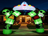 10.5FT Halloween Inflatable Alien Archway with Built-in LED Lights, Polyester Blow Up Alien UFO Arch 71783358